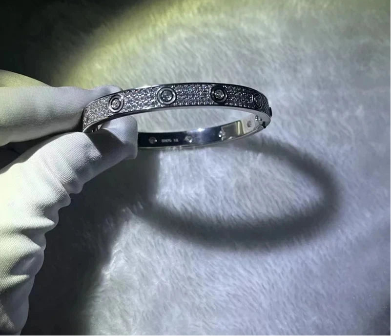 Miami Iced Band Bracelet - White Gold