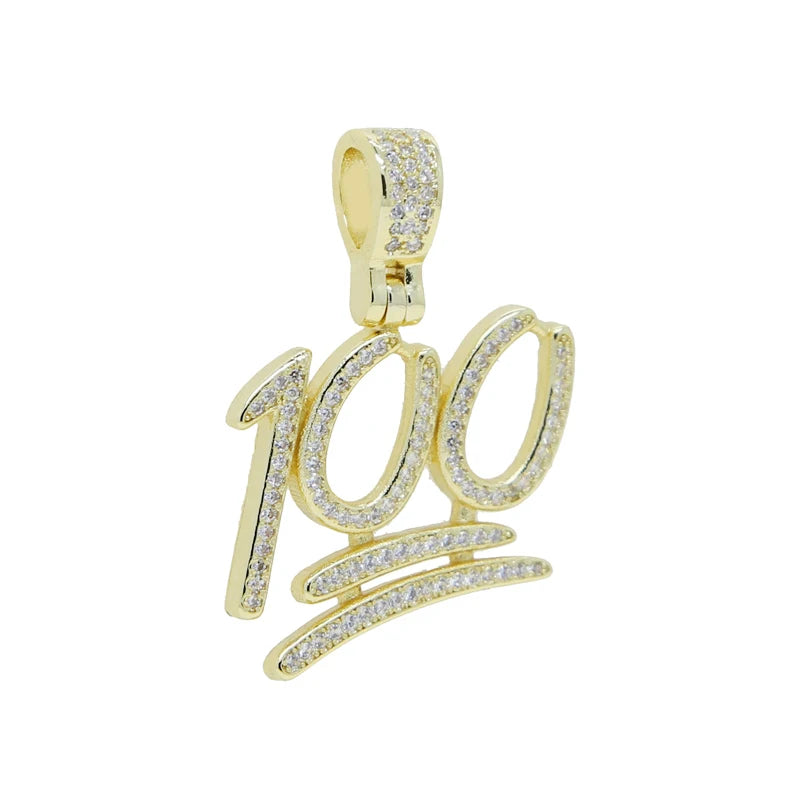 Iced Out Bling Score 100 Pendant Necklace