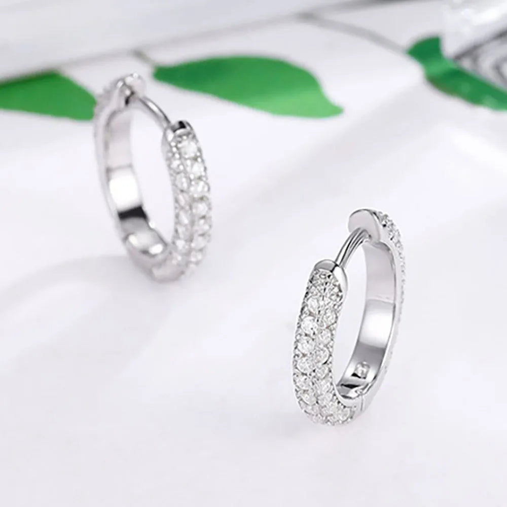 Miami Iced Hoop Earrings - White Gold