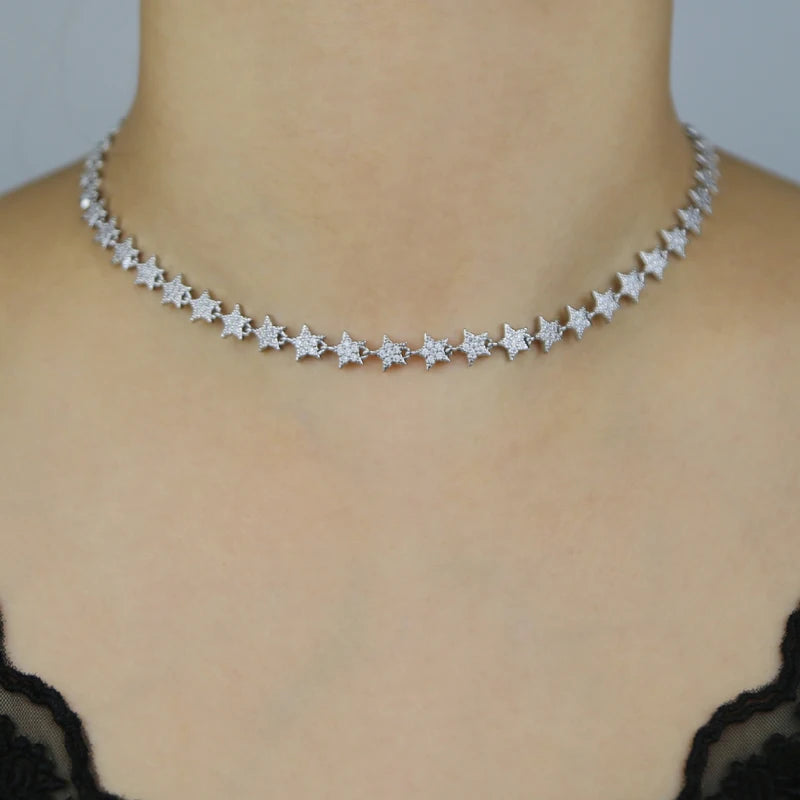Miami Ice 8mm Iced Star Chain - White Gold