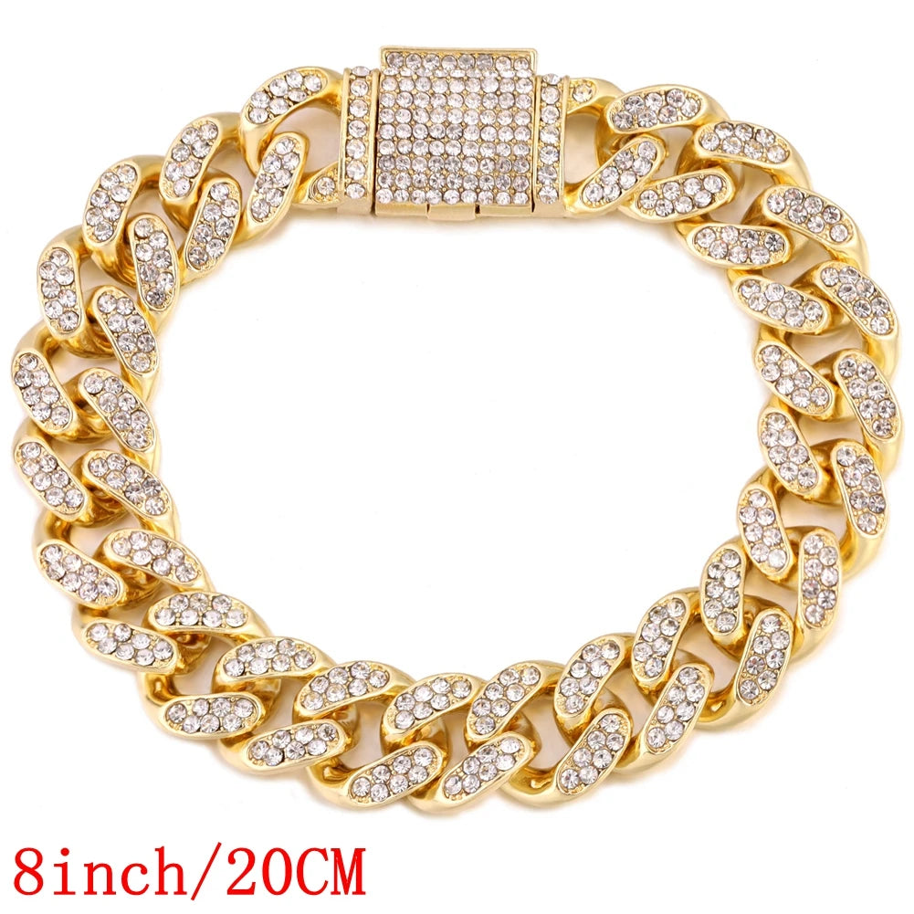 12mm Iced Cuban Chain + Bracelet Bundle - White Gold