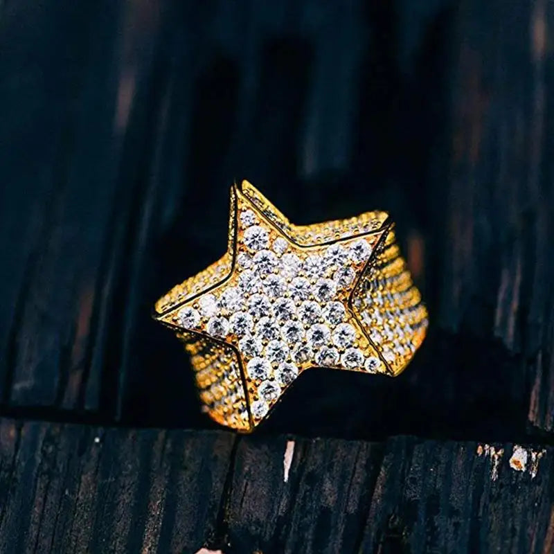 Hip Hop Rock Five Star Rings
