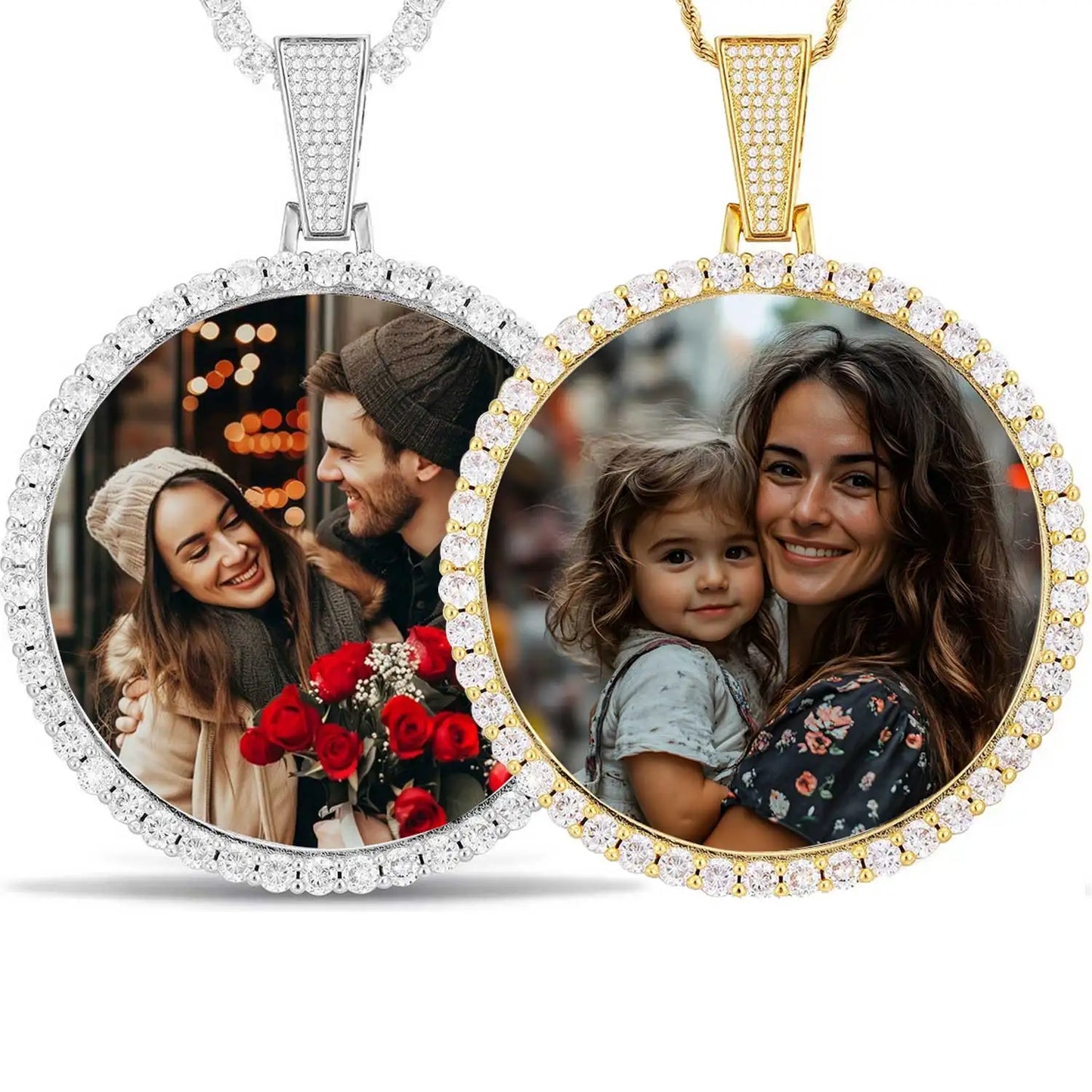 Miami Ice Vvs1 Custom Photo Pendant- Gold