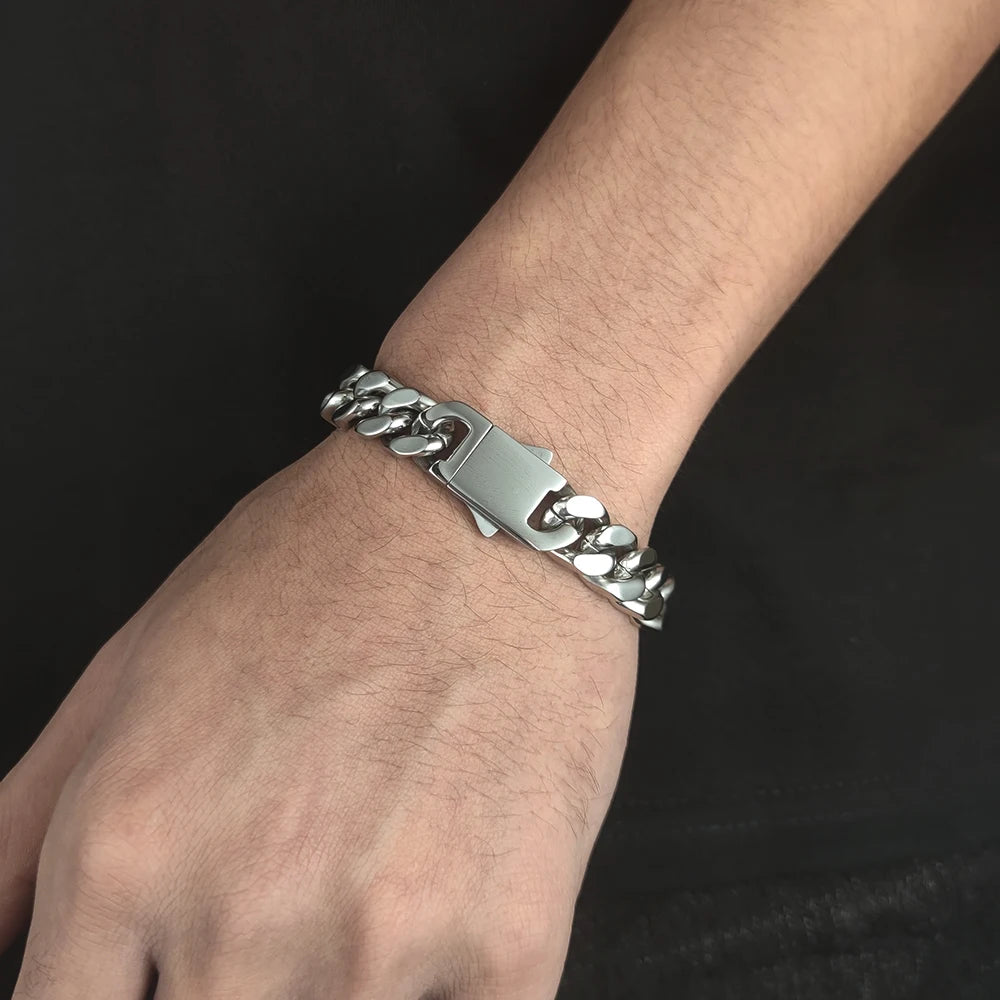 Miami Ice 14mm Prong Link Bracelet - White Gold