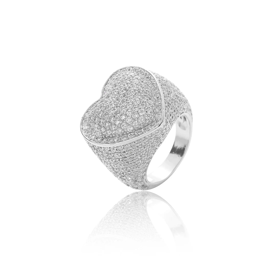 Miami Ice Two Tone Moissanite Heart Shaped Ring - Vermeil Gold