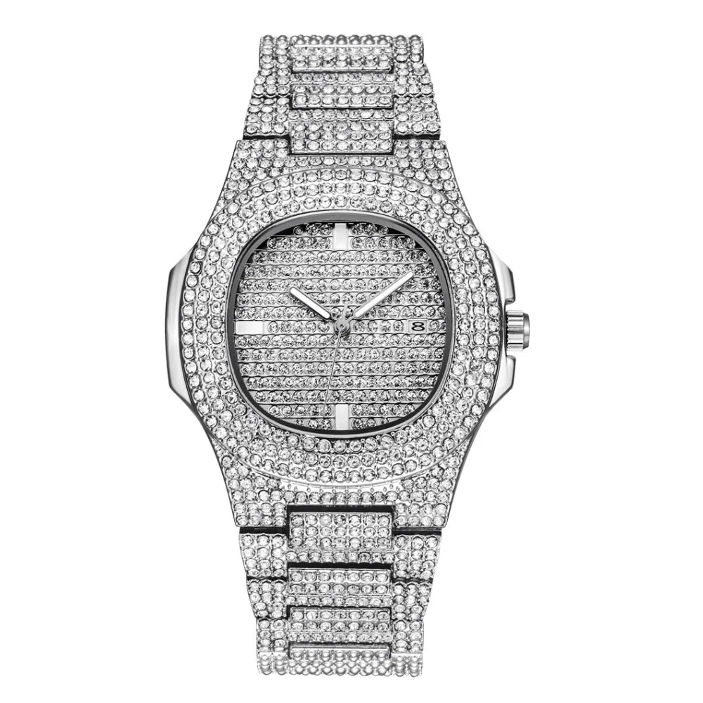 Miami Ice Men's Luxury Iced Out Watch & Bracelet Set