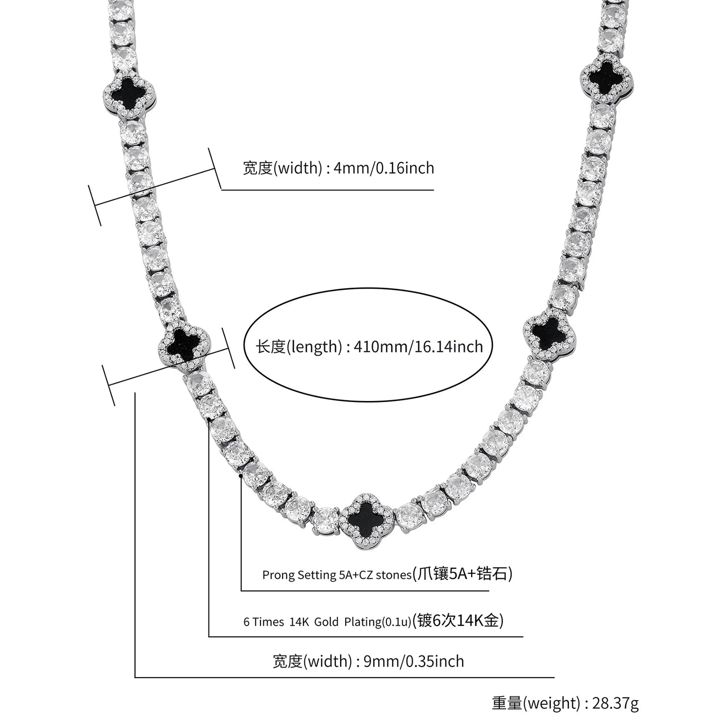 Miami Ice Clover Tennis Chain