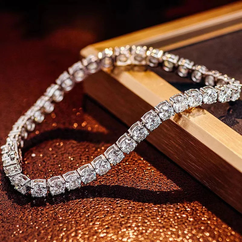 Miami Ice 7mm Clustered Tennis Bracelet - White Gold