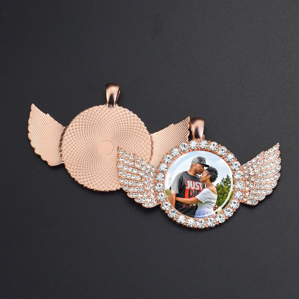 Miami Ice Wing Pendant Necklace With Custom Personalized Photo