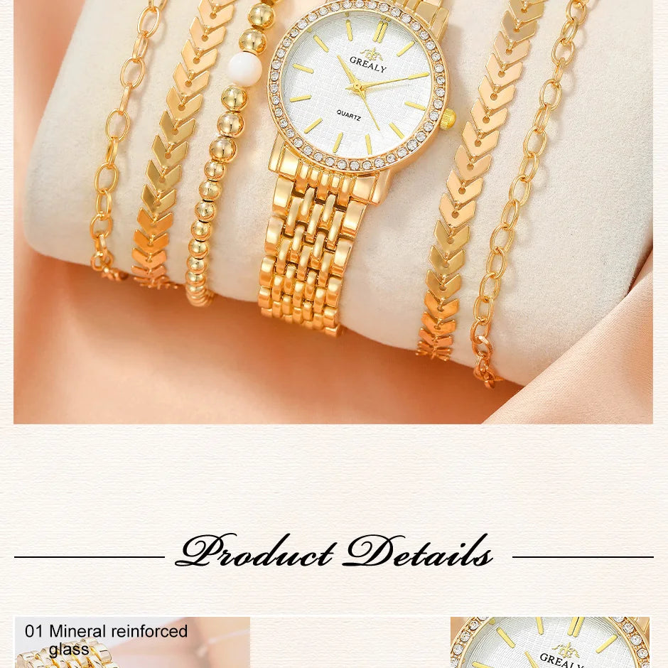 6pcs Dainty Quartz Watches & Bracelet Set