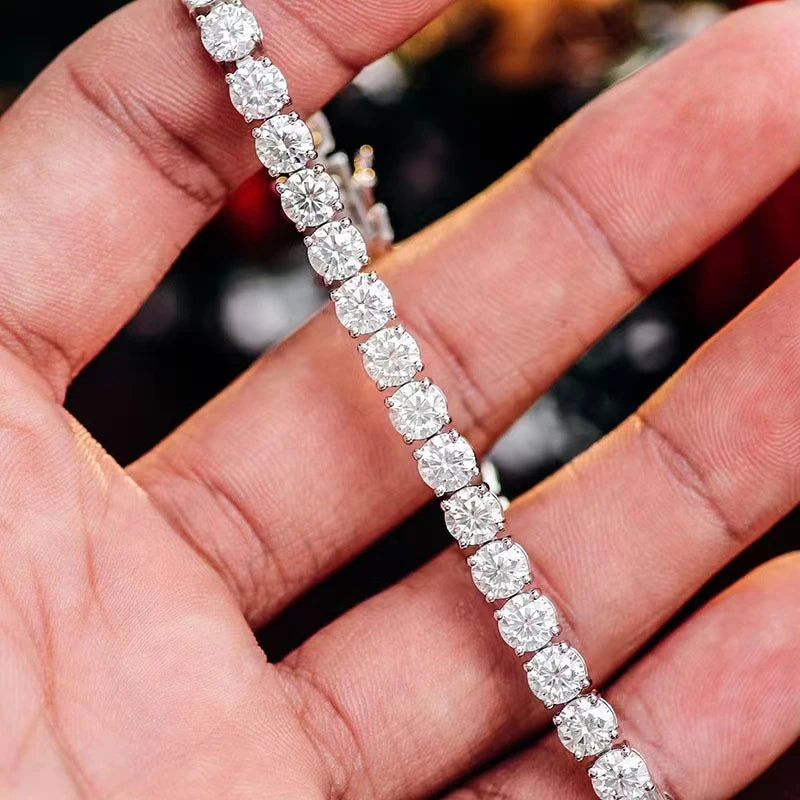 Miami Ice 7mm Clustered Tennis Bracelet - White Gold
