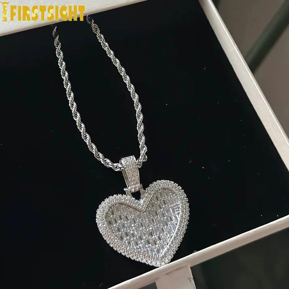 Miami Ice Moissanite Heart Pendant - Vermeil Gold