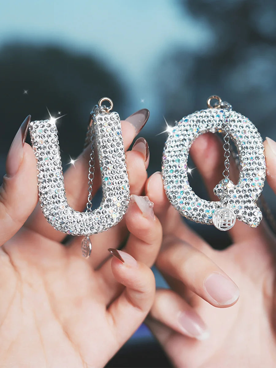 26 Inlaid Artificial Diamond English Letters Pendants