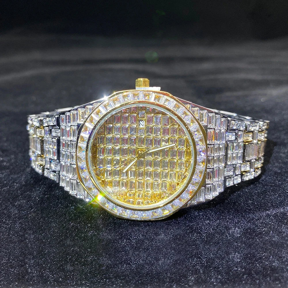 Miami Ice Luxury Hip Hop Men's Baguette Diamond Watch