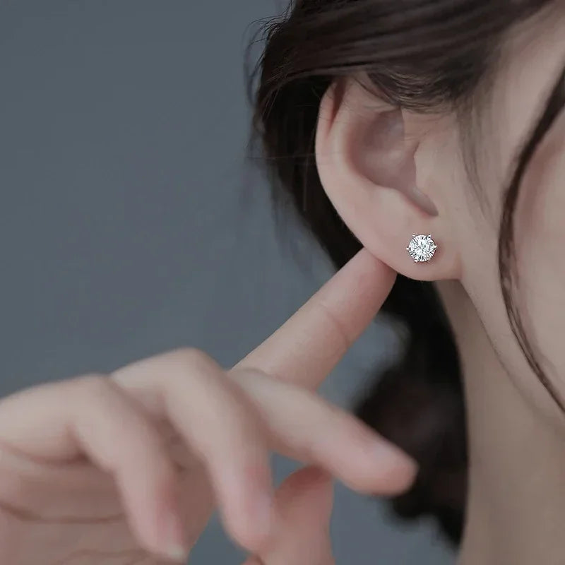 Miami Ice Vvs Round Stud Earrings 5mm - White Gold Vermeil