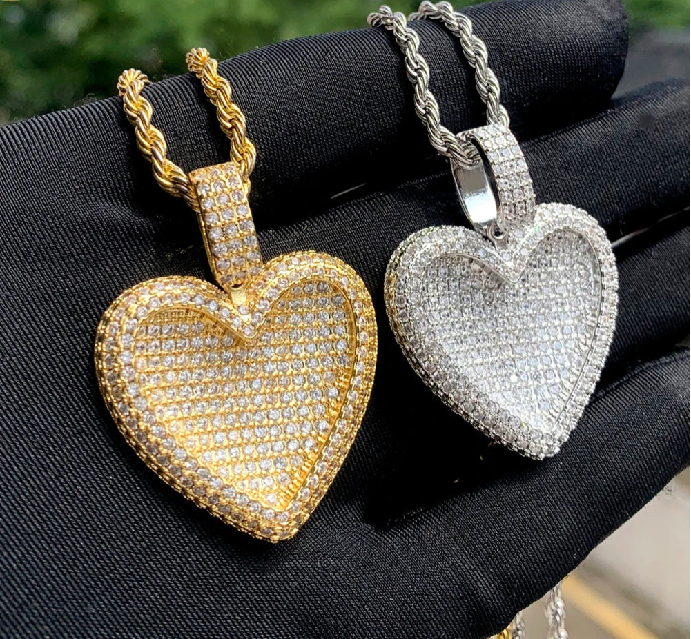 Miami Ice Moissanite Heart Pendant - Vermeil Gold