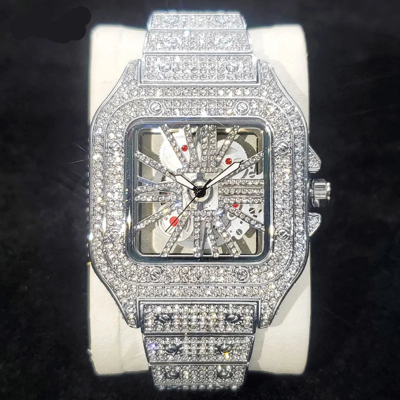 Miami Ice Skeleton Iced Out Watch