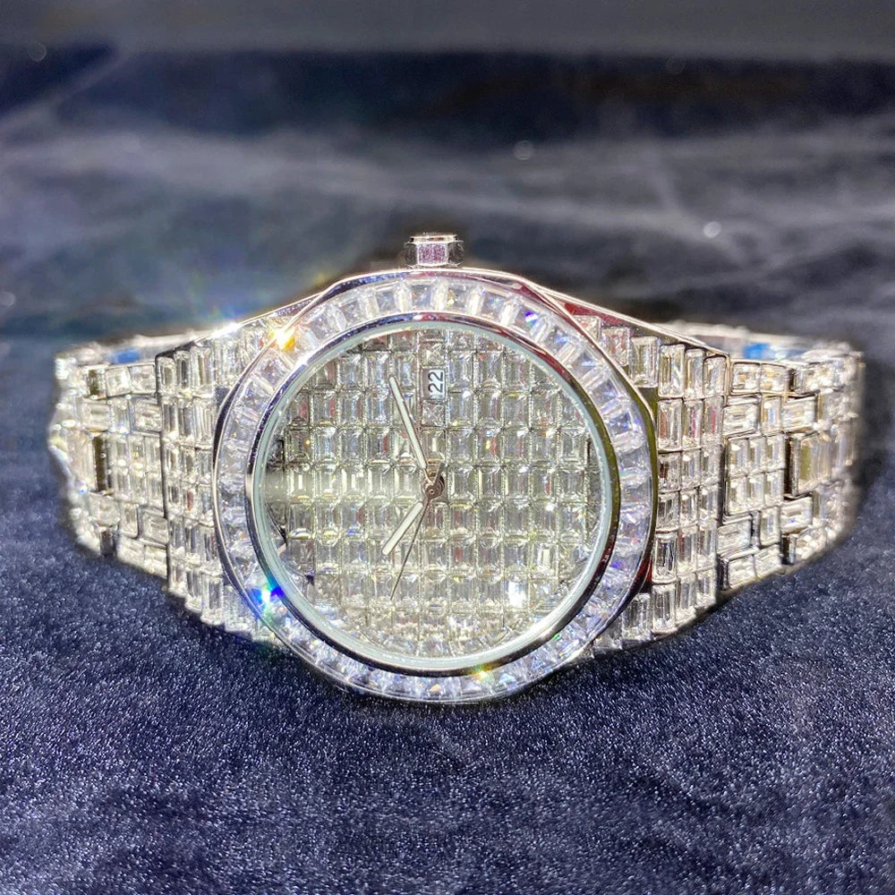 Miami Ice Luxury Hip Hop Men's Baguette Diamond Watch