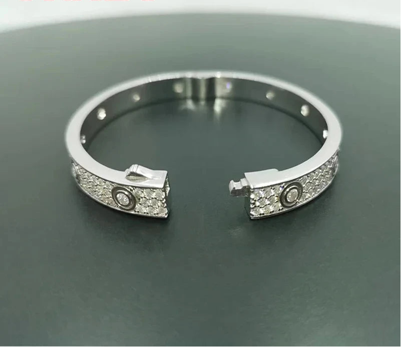 Miami Iced Band Bracelet - White Gold