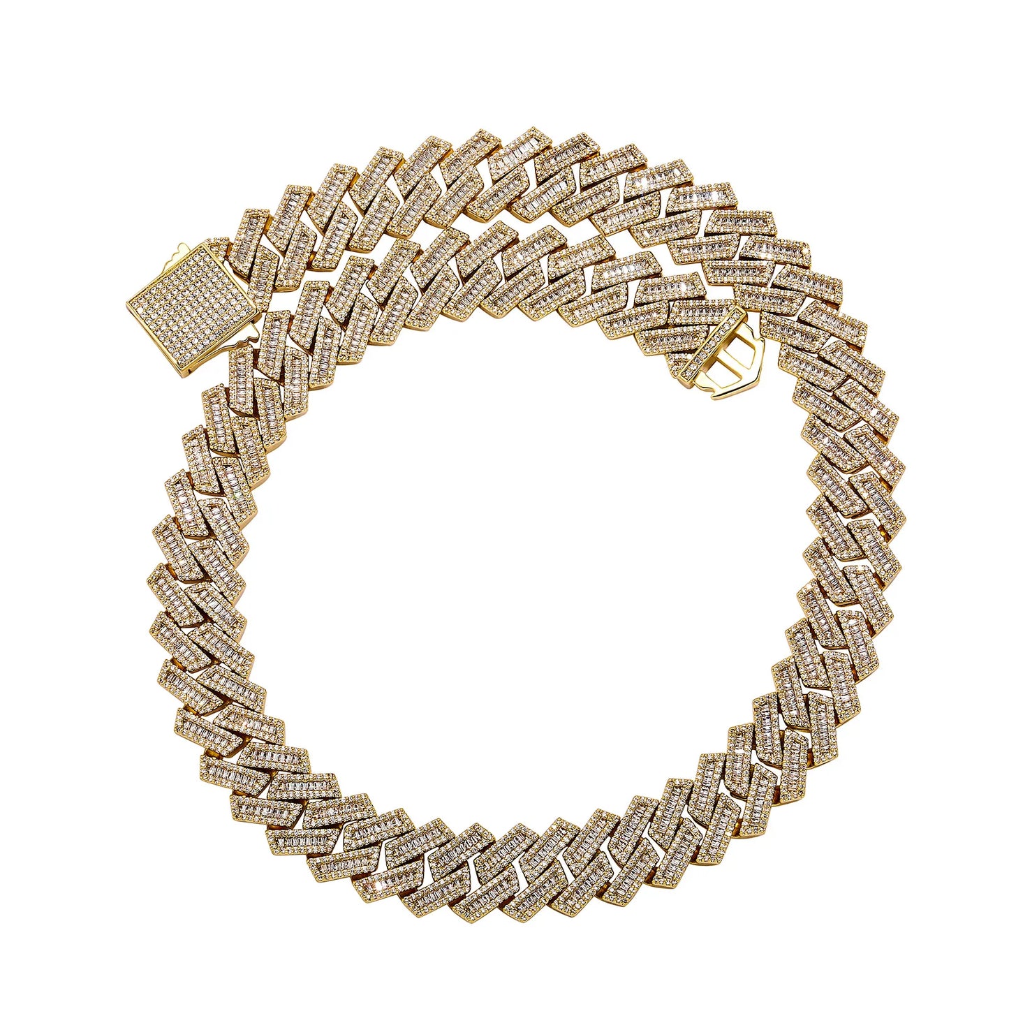 Miami Ice 10mm Diamond Prong Link Chain - White Gold