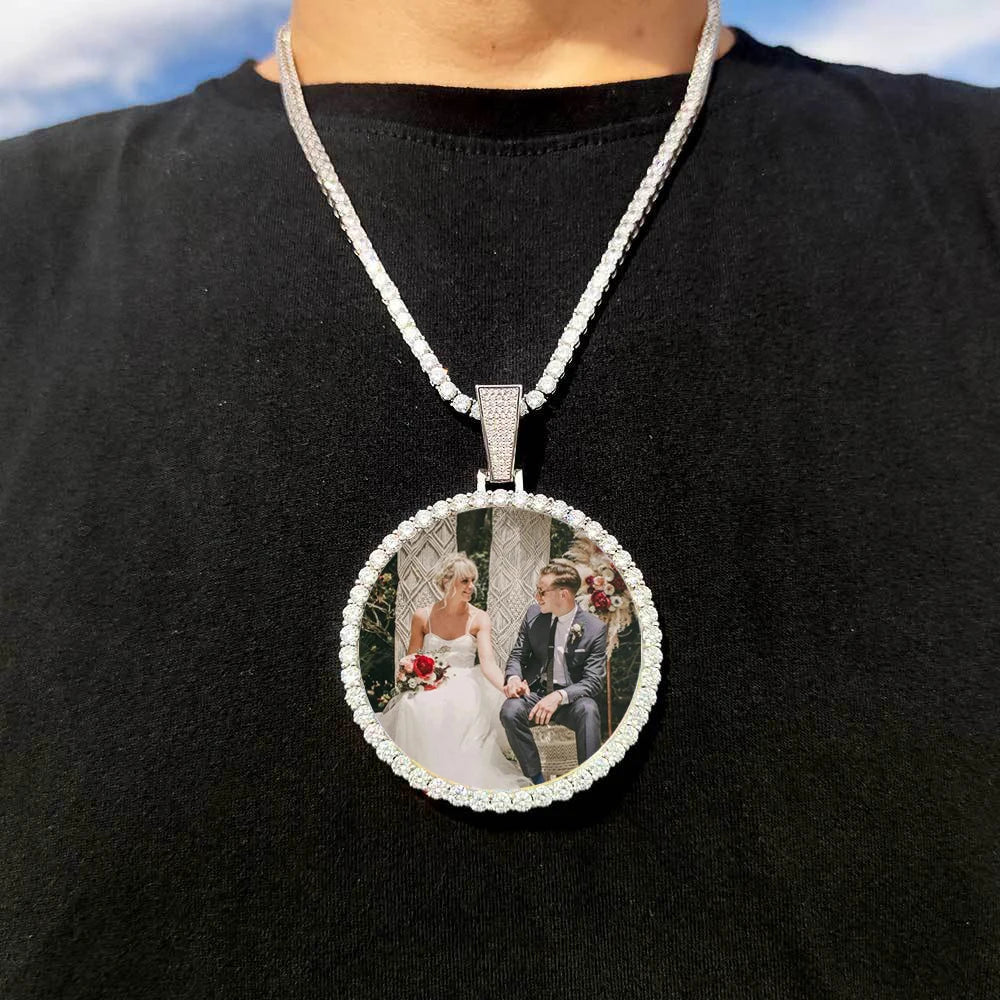 Miami Ice Vvs1 Custom Photo Pendant- Gold