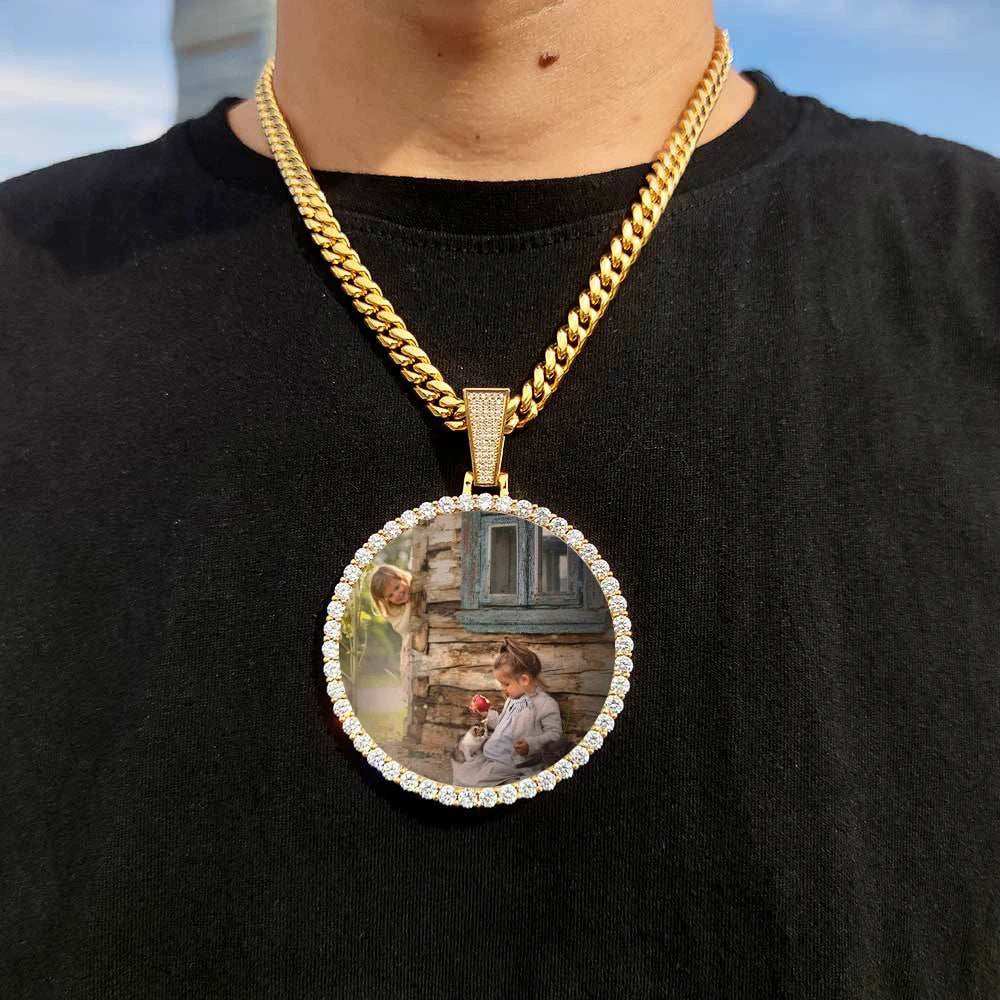 Miami Ice Vvs1 Custom Photo Pendant- Gold