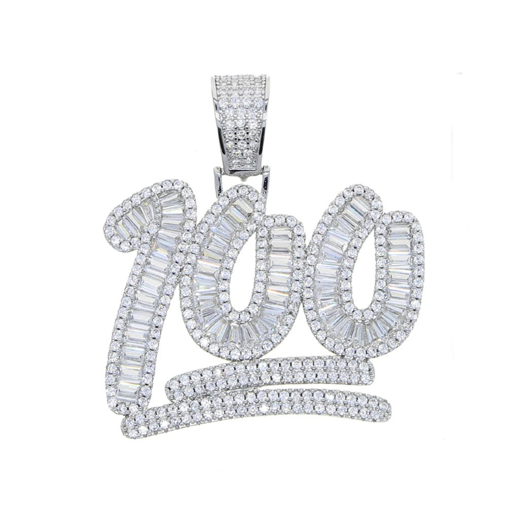 Miami Ice Moissanite 100 Emoji Pendant - Vermeil Gold