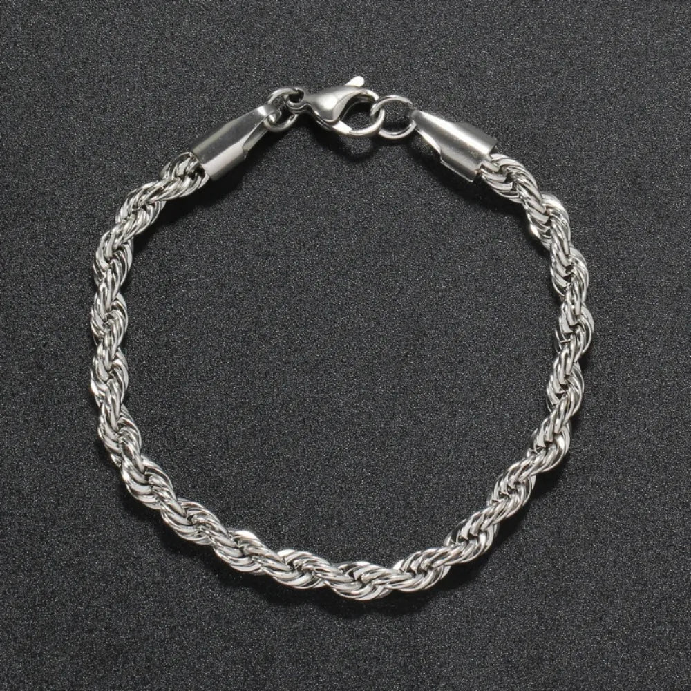 Miami Ice 3mm Rope Bracelet - White Gold