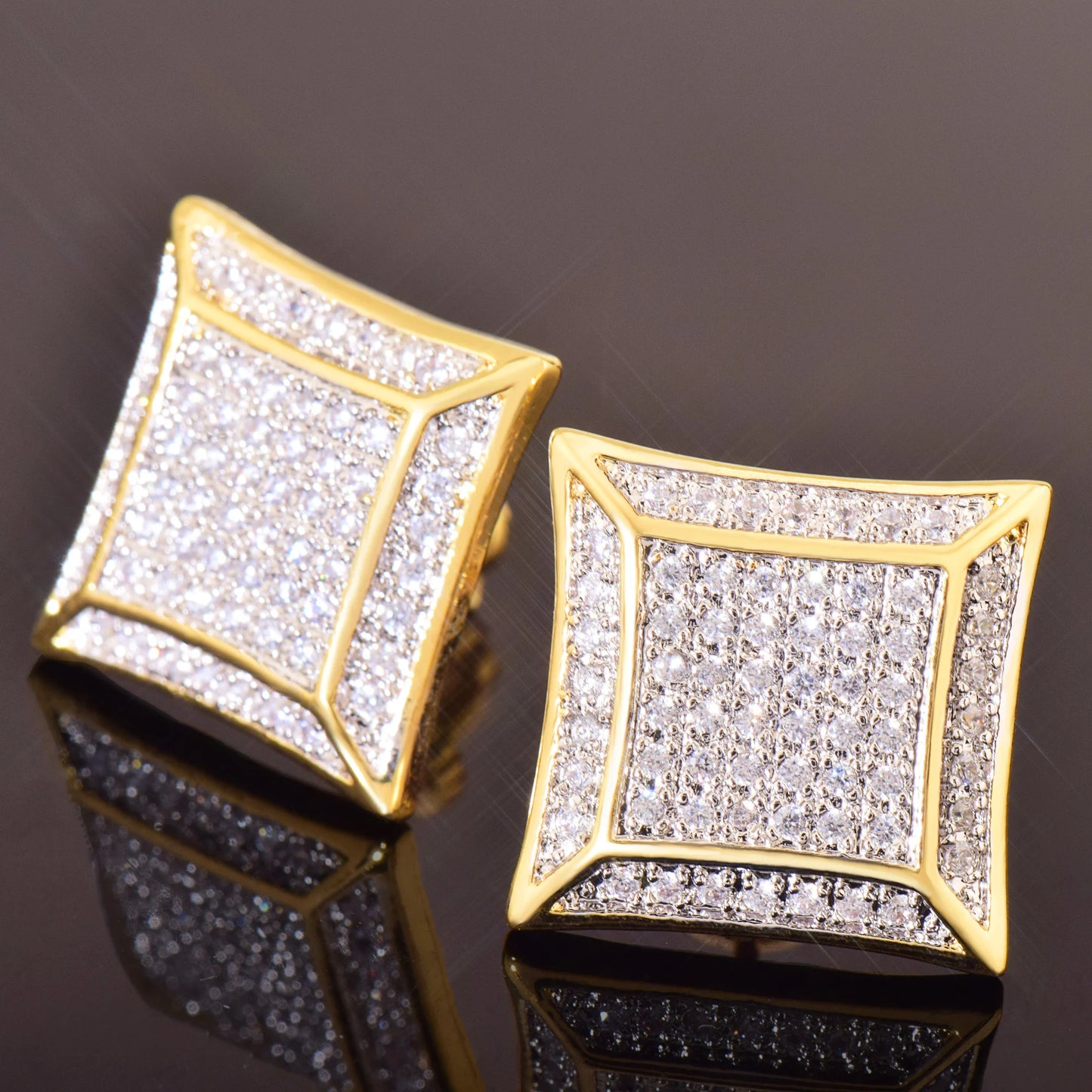 Miami Ice 11MM Sunshine Iced Out Stud Earrings