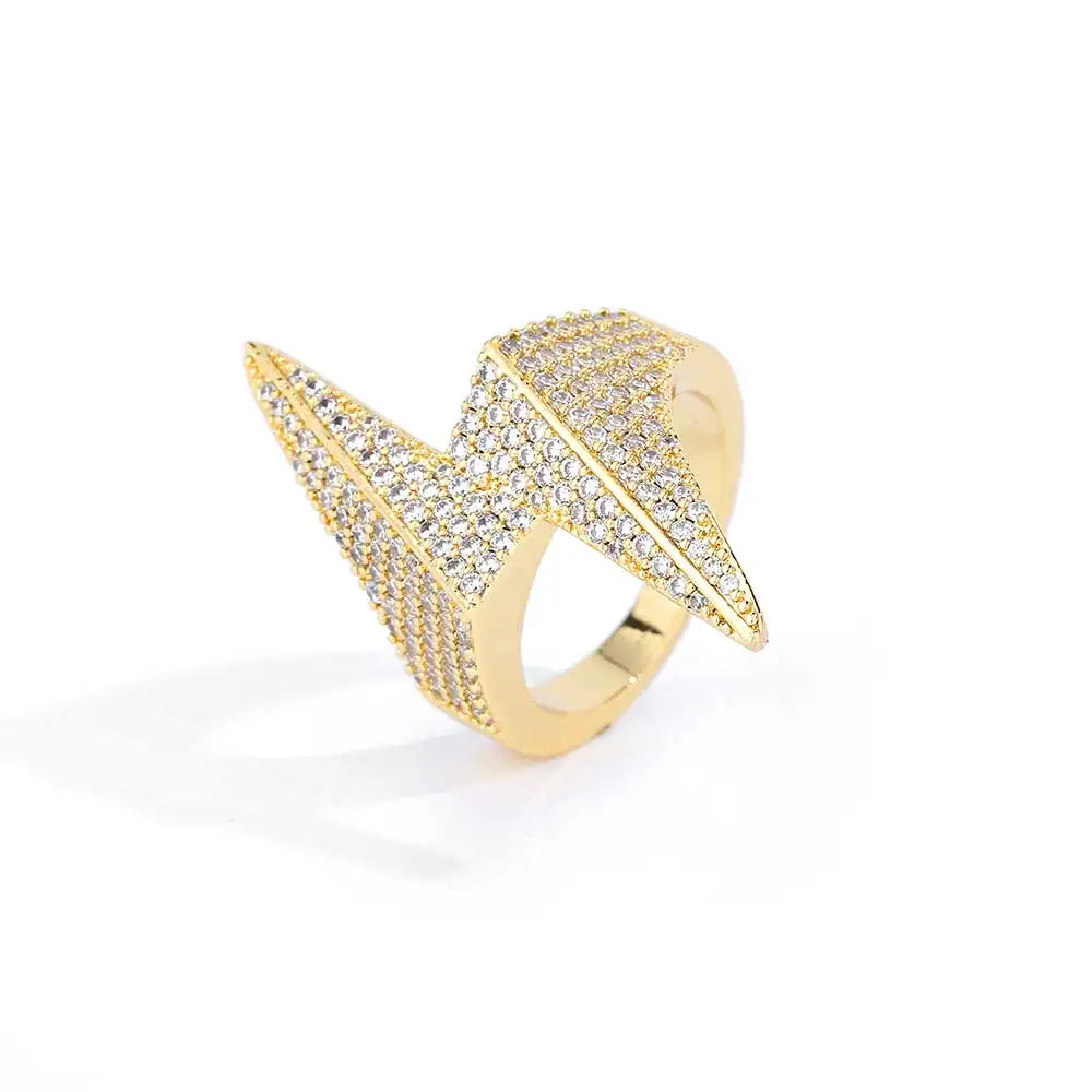 Miami Ice Lightning Sign Iced Out Ring