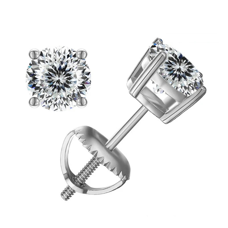 Moissanite Screws Back Ear Studs
