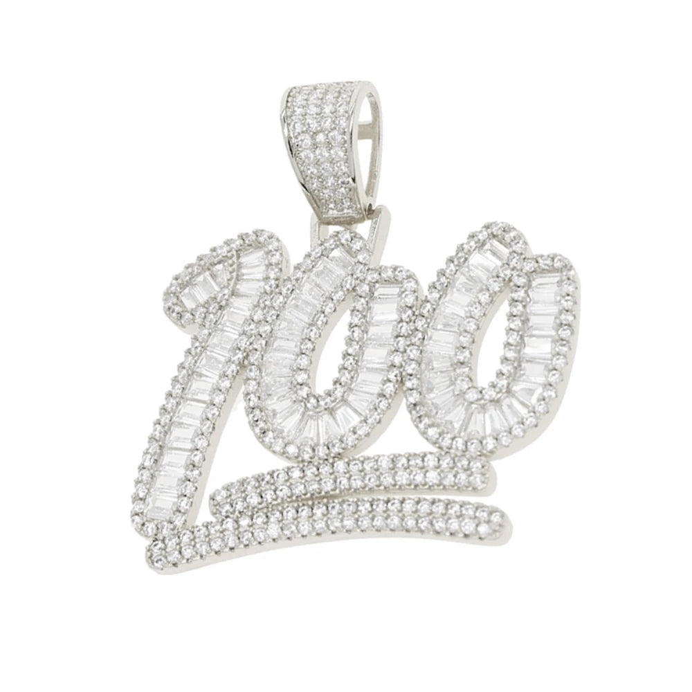 Iced Out Bling Score 100 Pendant Necklace