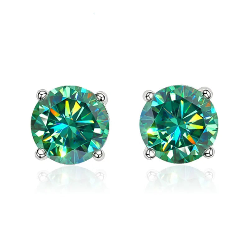 Miami Ice Green Vvs Round 1ct Earrings - White Gold Vermeil