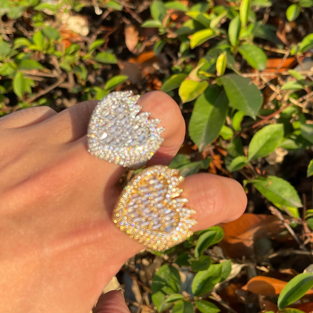Miami Ice Flamy Heart Iced Out Ring