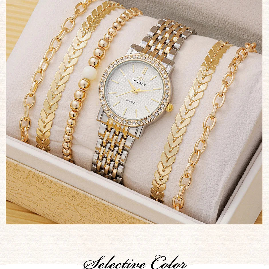 6pcs Dainty Quartz Watches & Bracelet Set