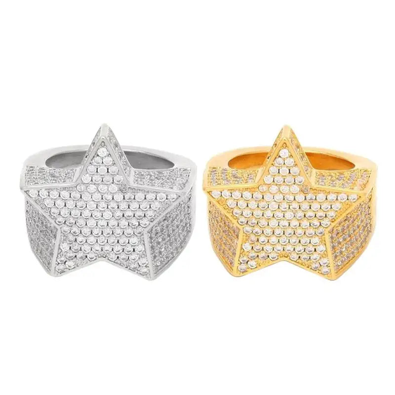 Hip Hop Rock Five Star Rings