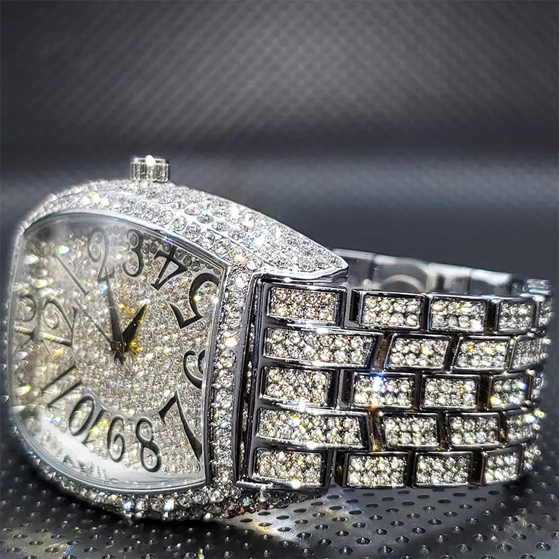 Miami Ice Navette Gold Iced Out Watch