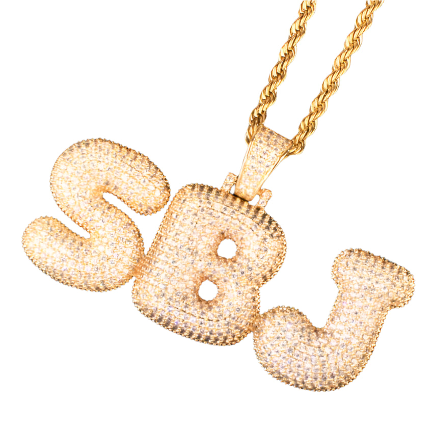 Miami Ice Vvs1 Drippy Bubble Custom Pendant- Gold