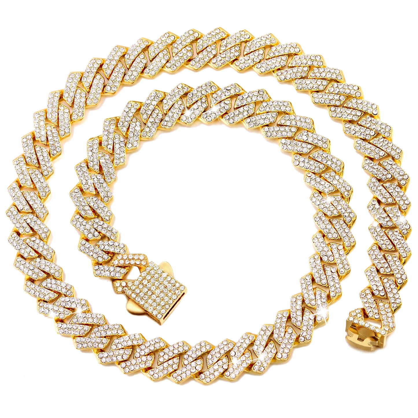 Iced Out 14MM Prong Rhombus Diamond Cuban Link Chain