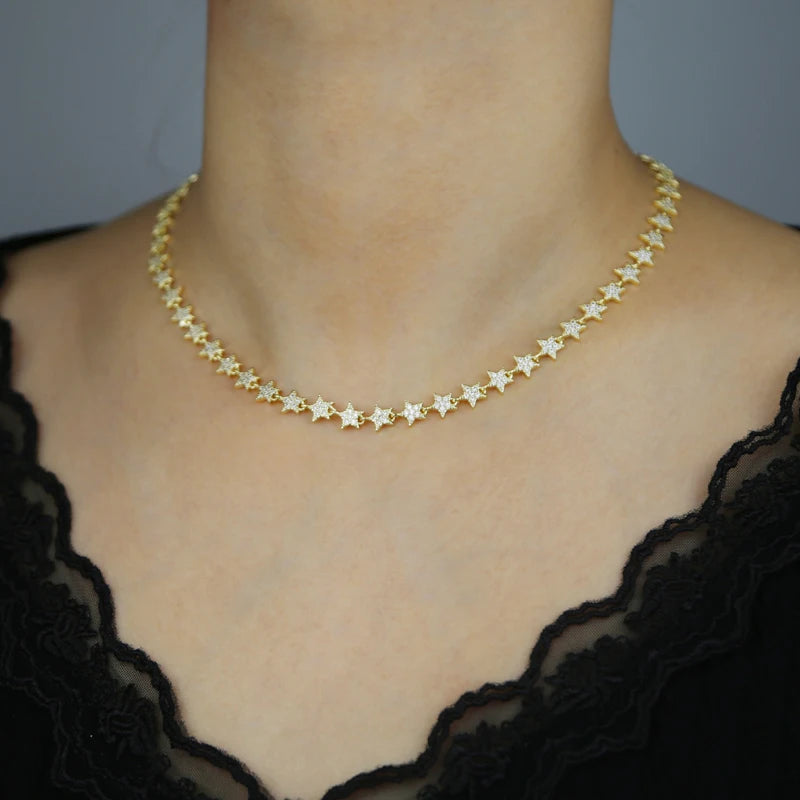 Miami Ice 8mm Iced Star Chain - White Gold