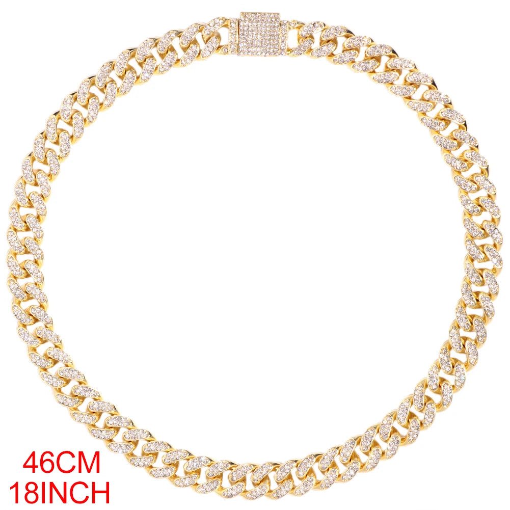 12mm Iced Cuban Chain + Bracelet Bundle - White Gold