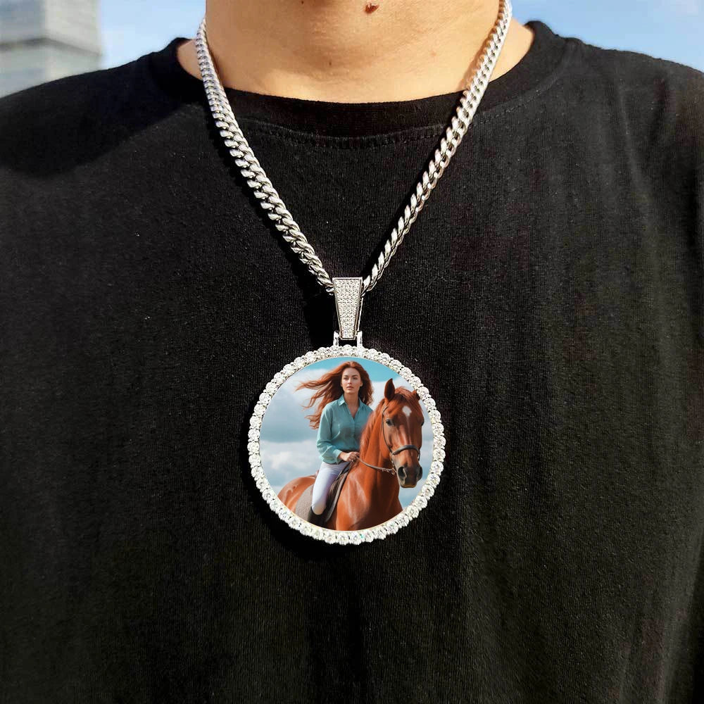 Miami Ice Vvs1 Custom Photo Pendant- Gold
