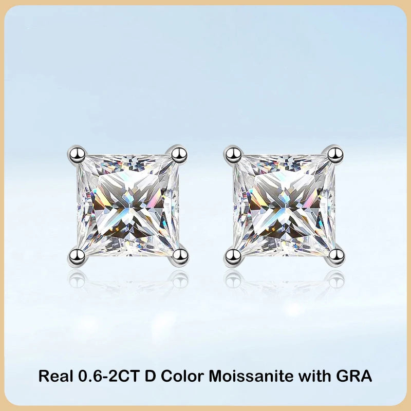 Miami Ice Vvs Square Stud Earrings 1.2 Ctw - White Gold Vermeil