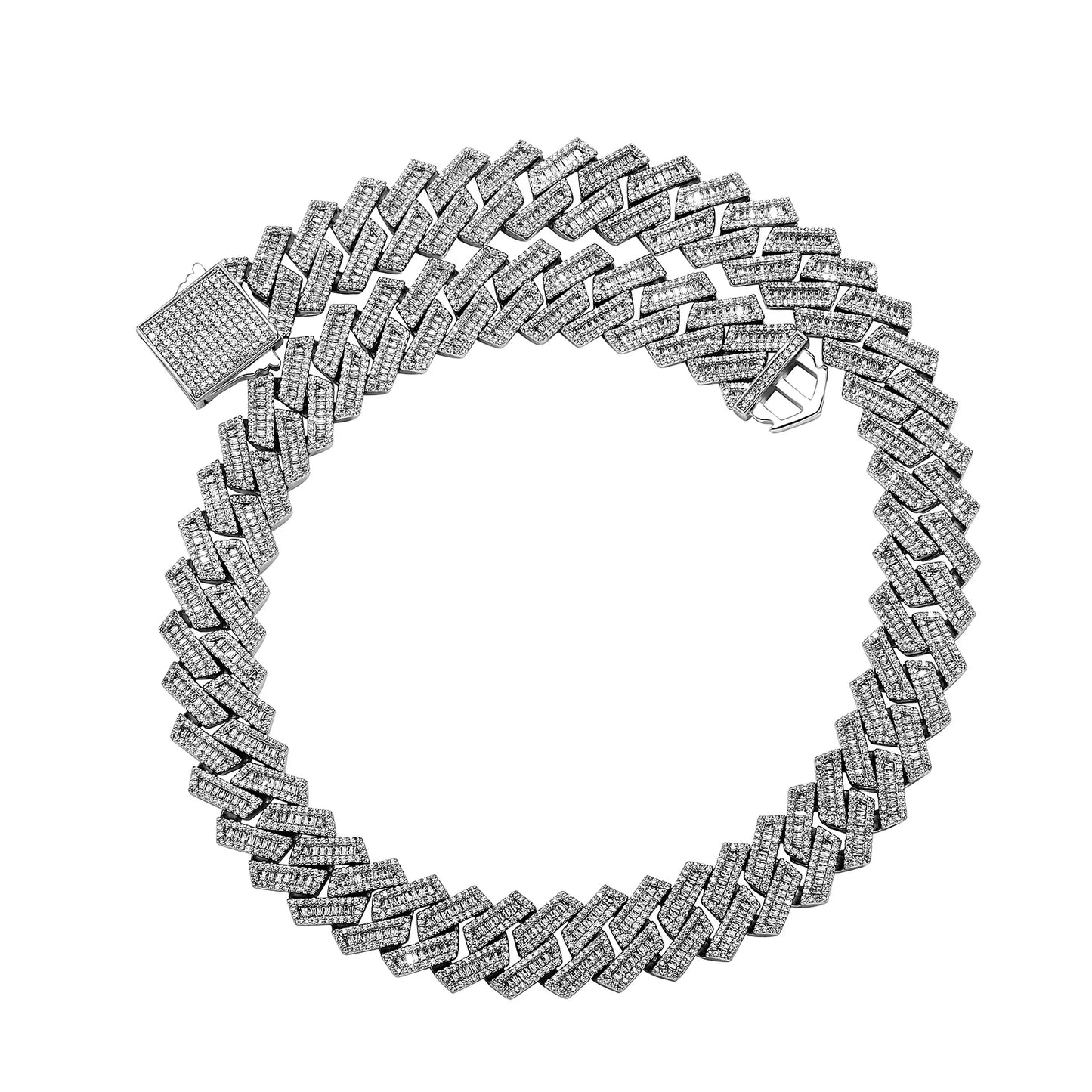 Miami Ice 10mm Diamond Prong Link Chain - White Gold