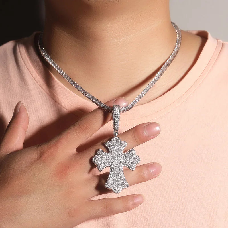 Miami Ice Baguette Cross Pendant