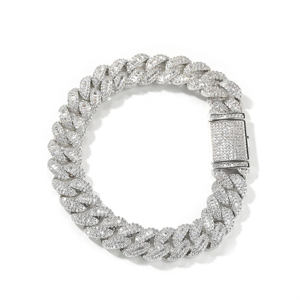 Miami Ice 14mm Diamond Prong Link Bracelet - 2 Tone