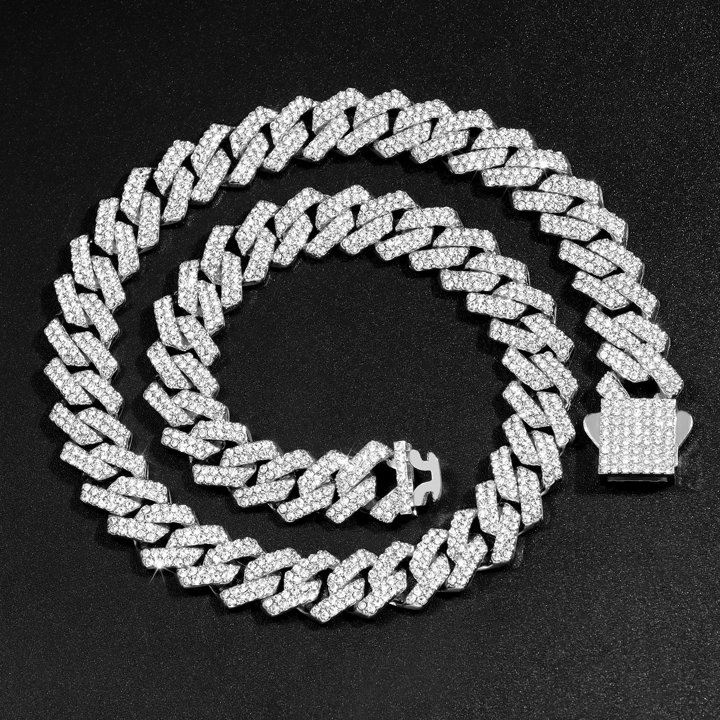 Iced Out 14MM Prong Rhombus Diamond Cuban Link Chain