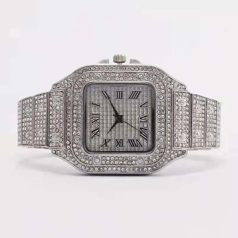 Miami Ice Luxury Iced-out Gold Quartz Watch
