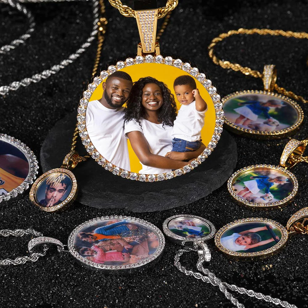 Miami Ice Vvs1 Custom Photo Pendant- Gold