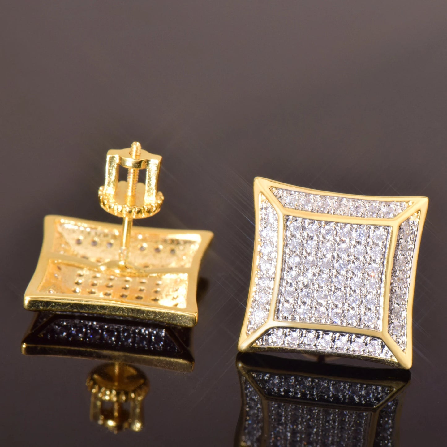 Miami Ice 11MM Sunshine Iced Out Stud Earrings
